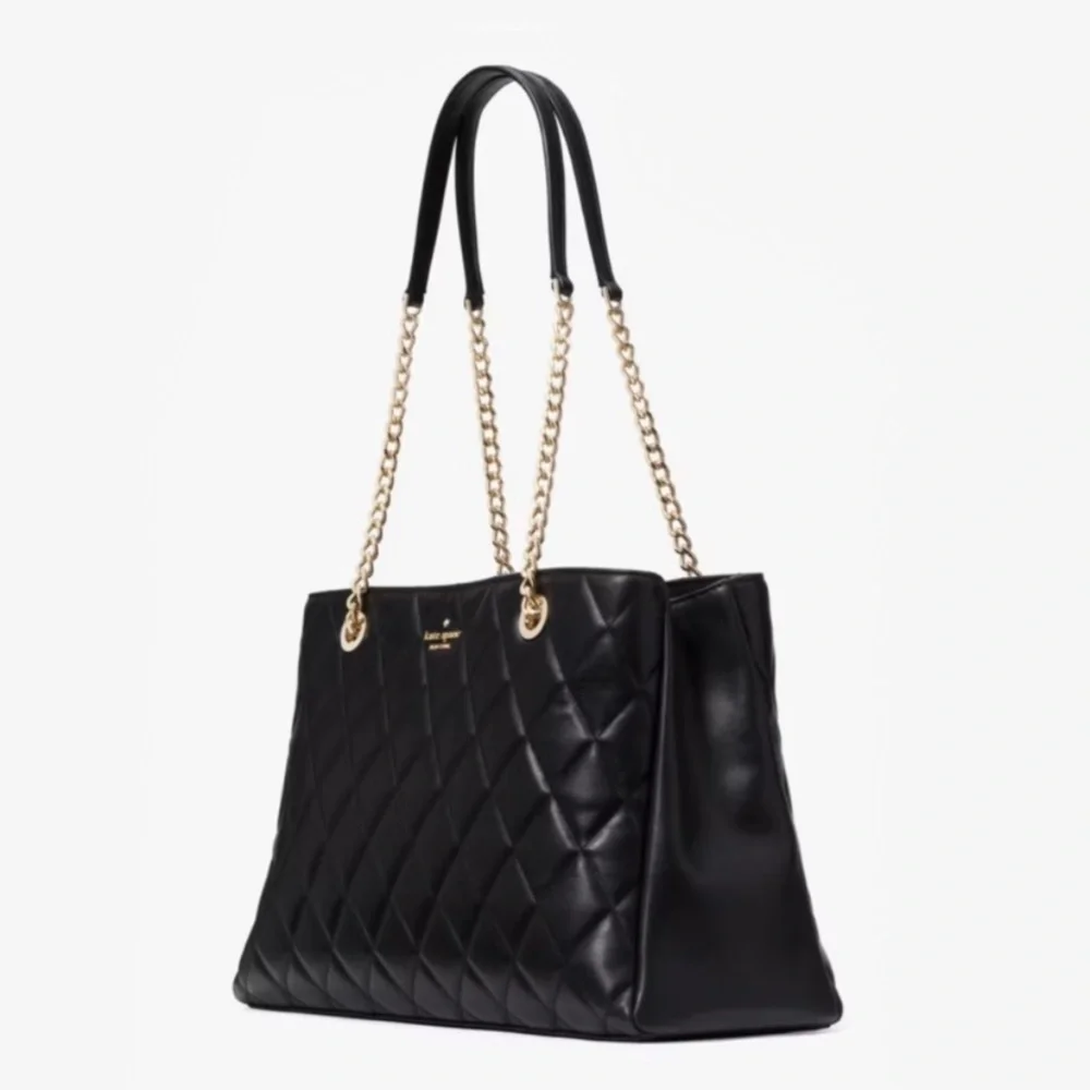 Kate Spade Carey Quilted Smooth Leather Tote Bag Black NWT